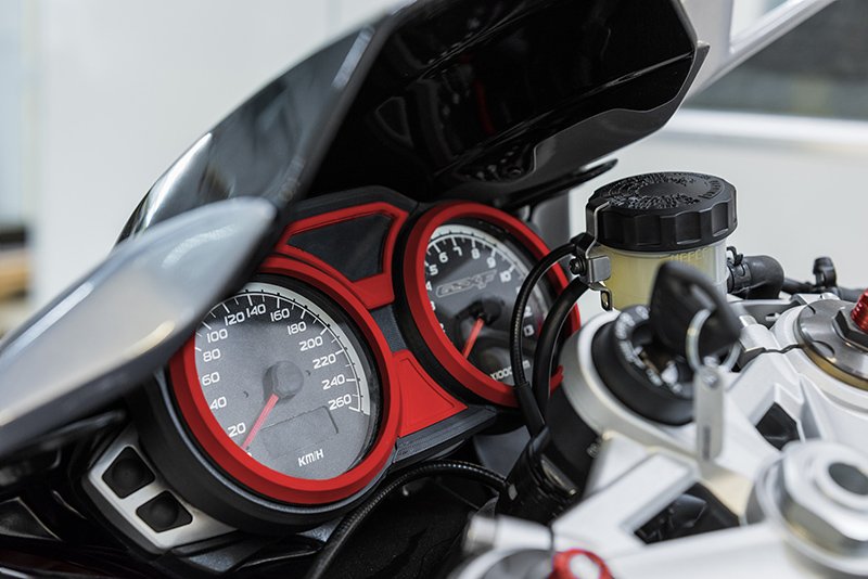 ZORTRAX Motorcycle Gauges Z-ABS 1 Zoomed in picture of a ABS material 3D printed motorcycle gauge