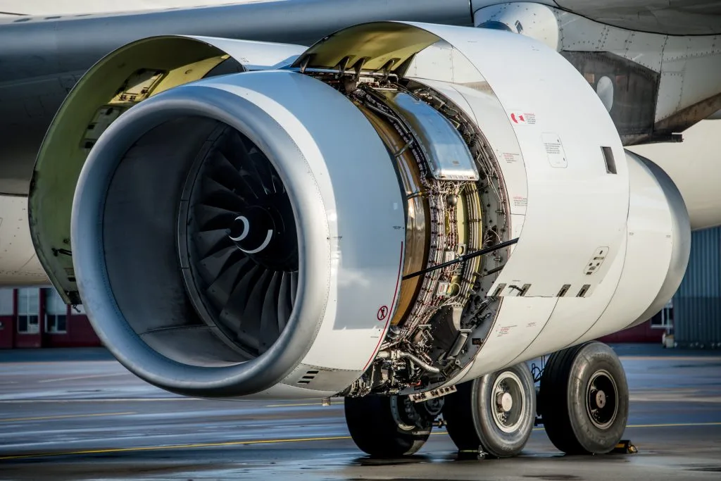 Airliner,Engine,With,Open,Cowlings,For,A,Engine,Check,After