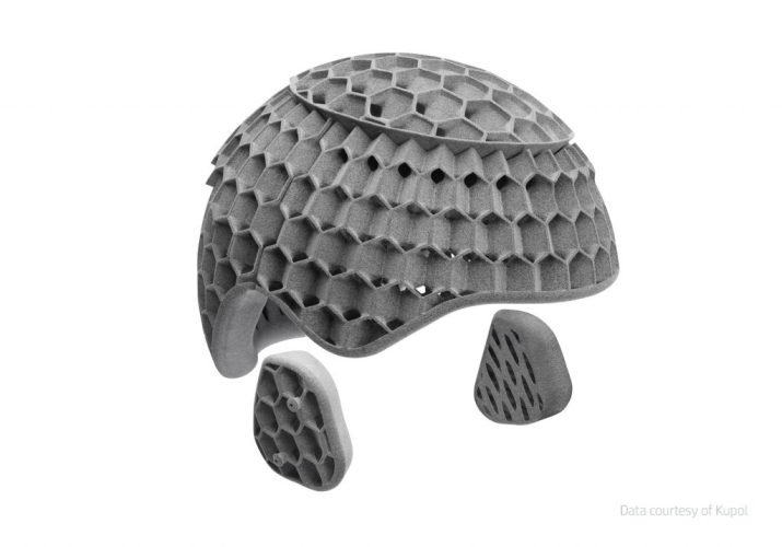 HP_Kupol-Helmet_Inside-TPU The inside padding of a helmet that was 3D printed using TPU material and HP Multi Jet Fusion (MJF 3D Printing)