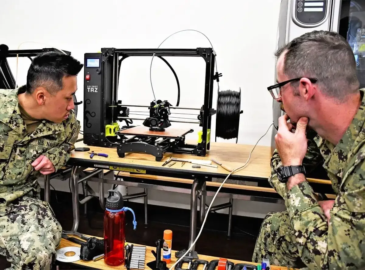 Sailors from Southwest Regional Maintenance Center printing on an FDM 3D printer